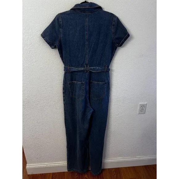 Sofie The Label Blue Denim Ashton Jumpsuit With Belt & Pockets Size M